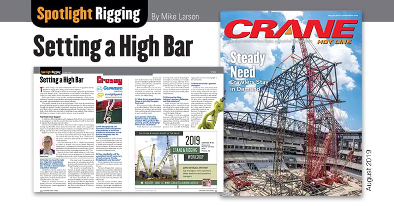 Setting High Bar Crane Hot Line article on Crosby, Gunnebo Industries, and Straightpoint